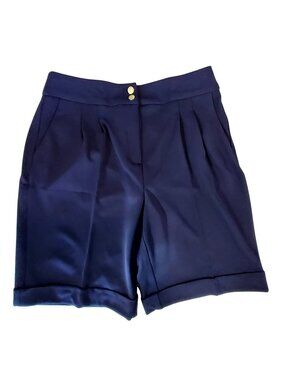 Anne Klein Womens Bermuda Shorts Navy Size 6 Zip closure Polyester/Elastane